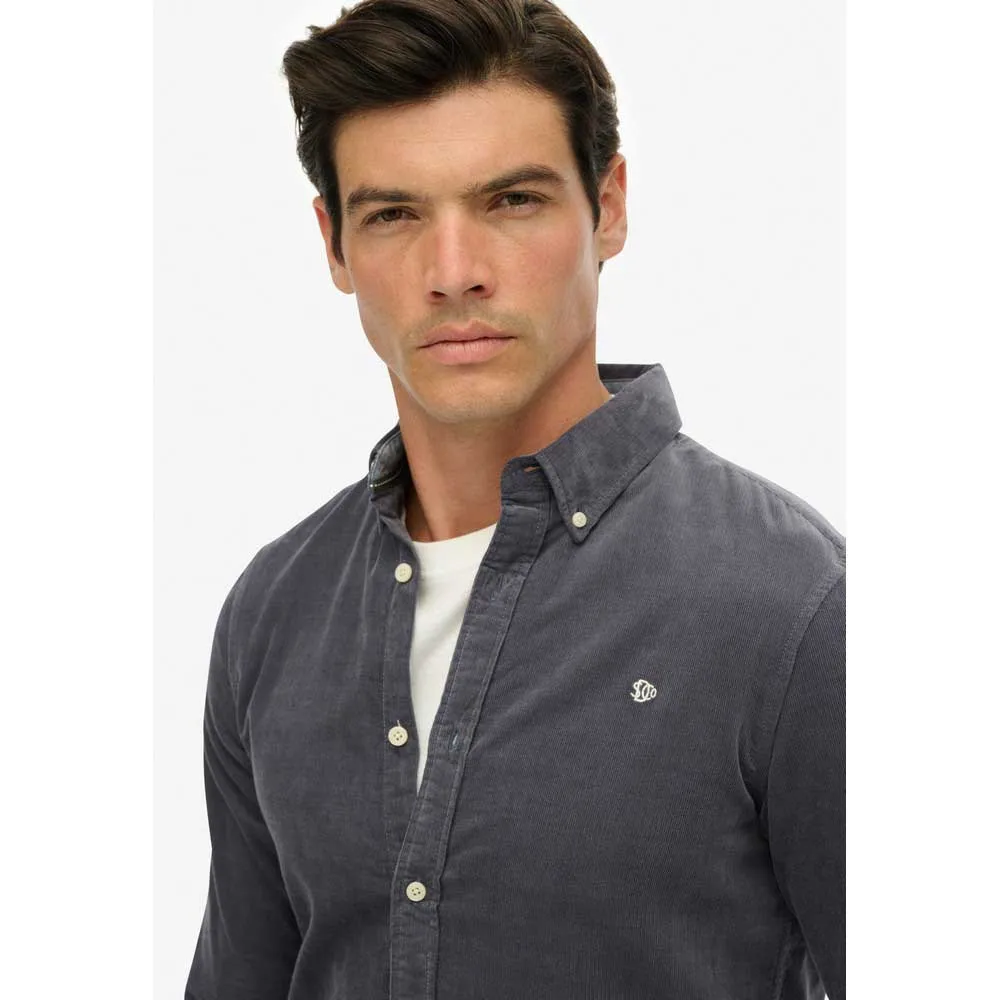 Рубашка с длинным рукавом Superdry Classic Needle Cord, серый — фото 4