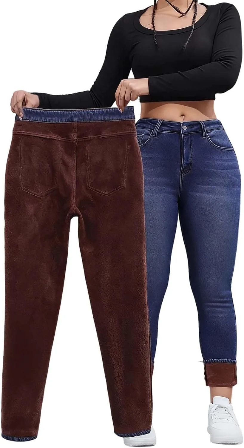 Утепленные джинсы женские зимние thermal slim fit super high waisted