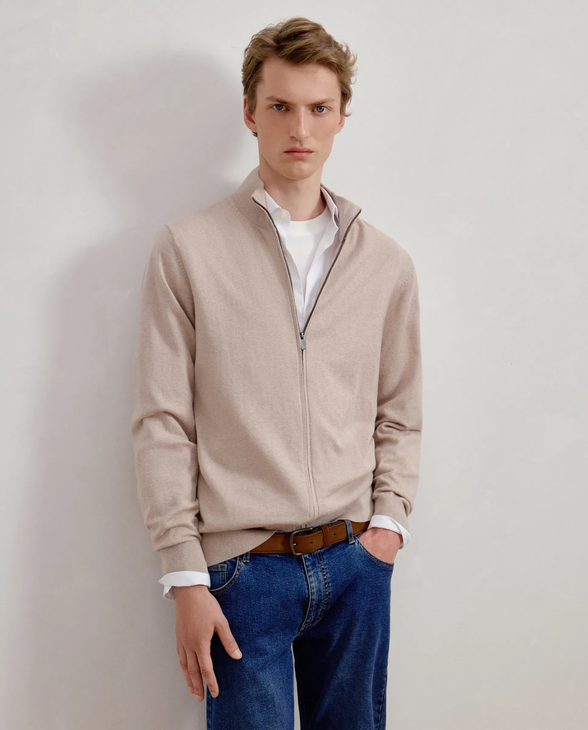 

Свитер с воротником поло мужской Dustin, бежевый