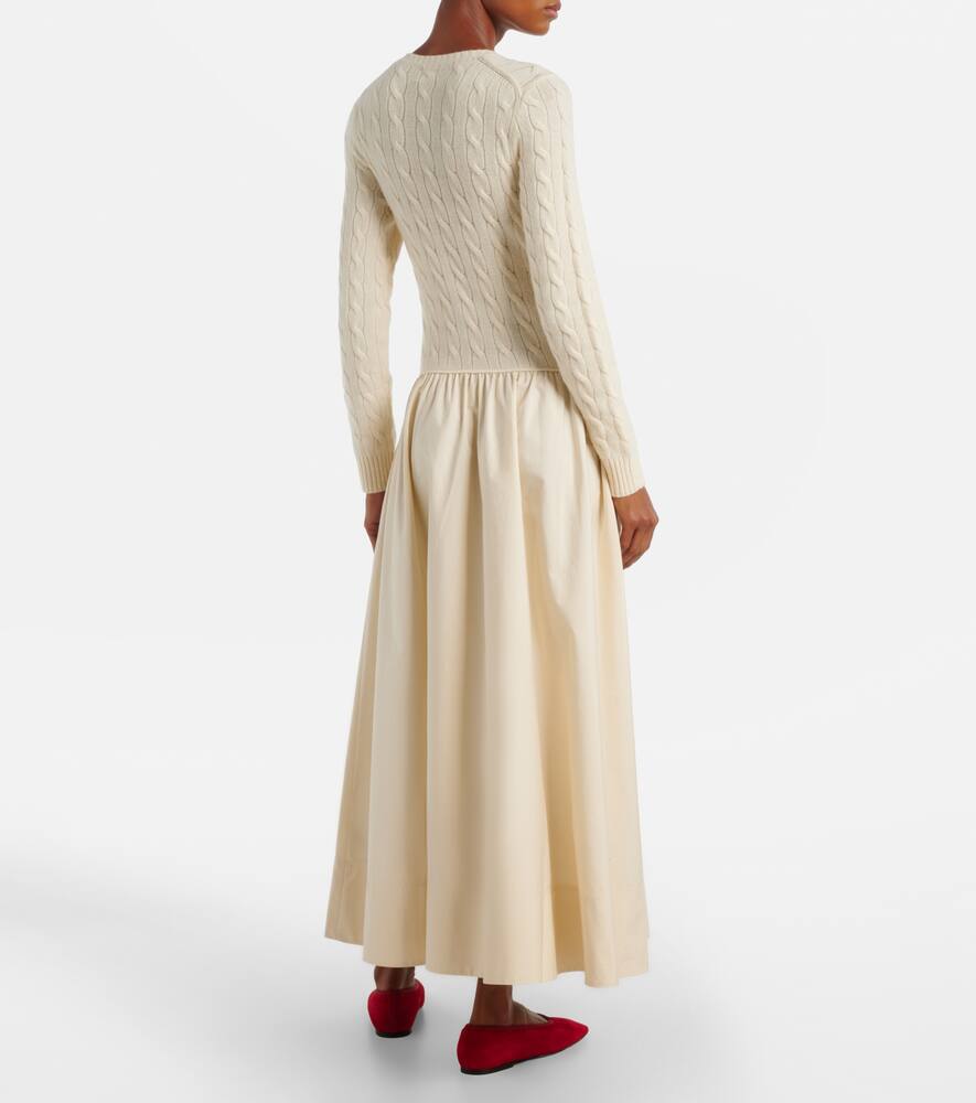 Хлопковое платье макси с добавлением шерсти Polo Ralph Lauren, Authentic Cream — фото 3
