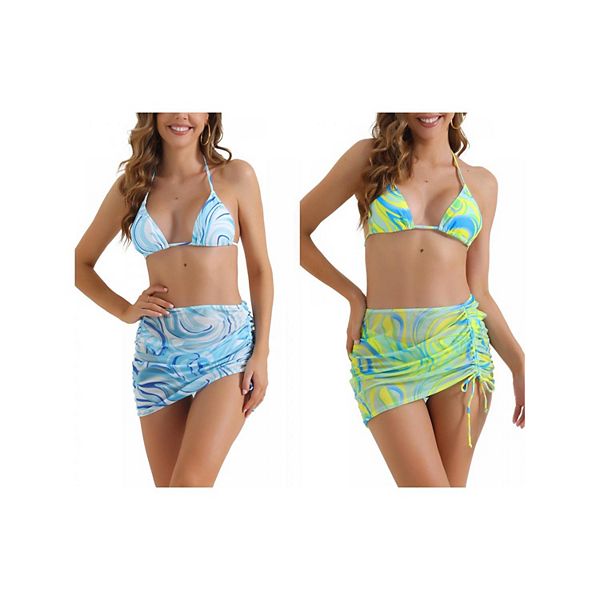 

2 комплекта женского бикини с контрастными цветами, топ-халтер и треугольные трусики Inspire Chic, Blue Green, Зеленый, 2 комплекта женского бикини с контрастными цветами, топ-халтер и треугольные трусики Inspire Chic, Blue Green