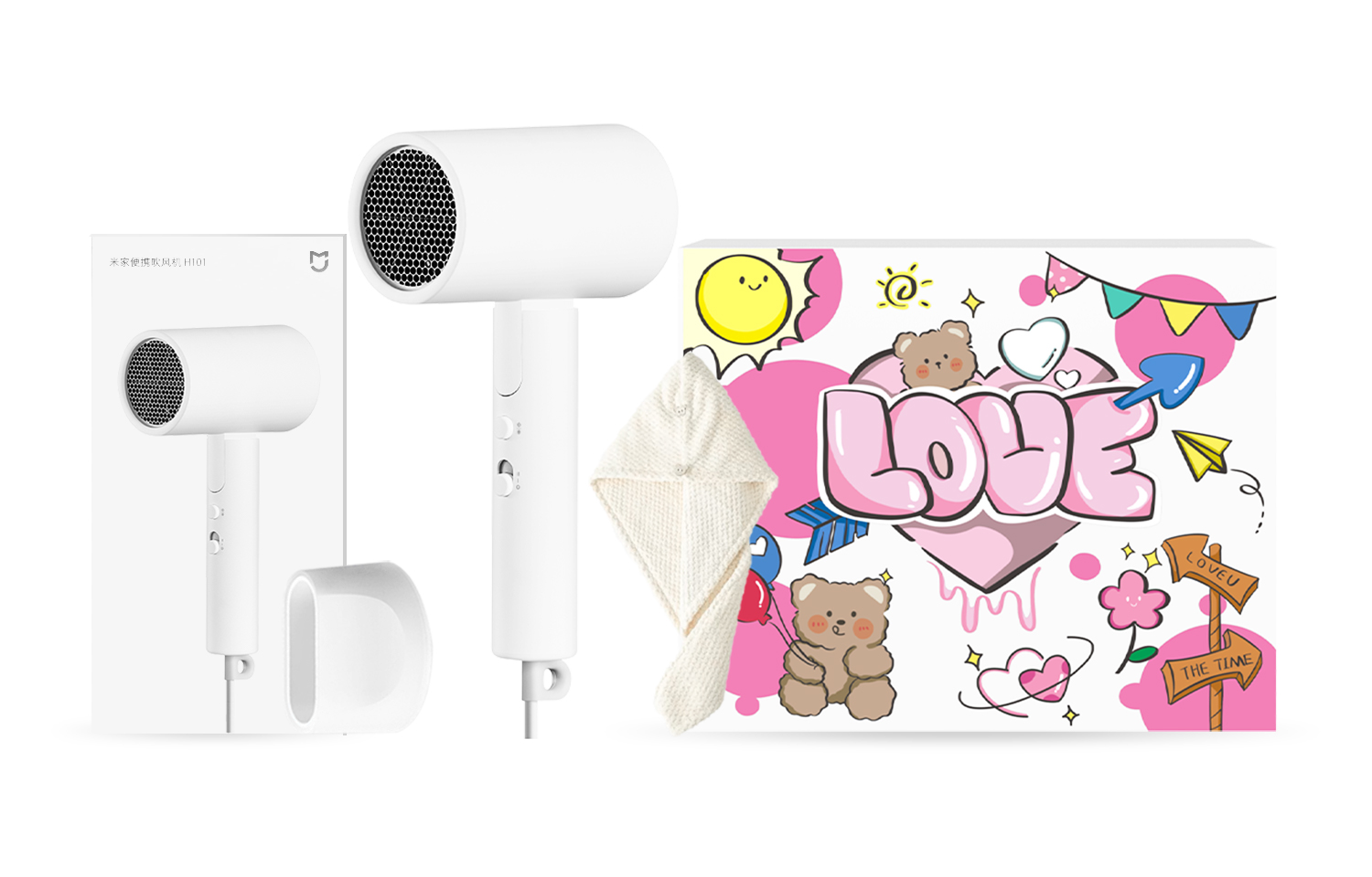 

Фен для волос Mi, H101 White Sweet Heart Gift Box
