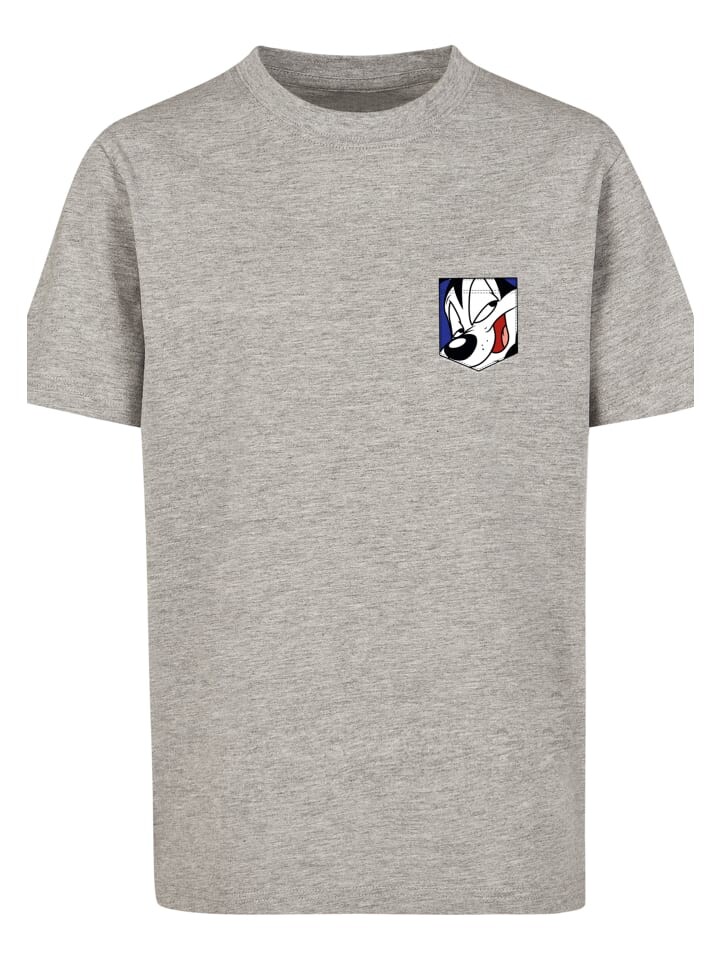 

Футболка F4NT4STIC Looney Tunes Pepe Le Pew Face Faux Pocket, пестрый серый