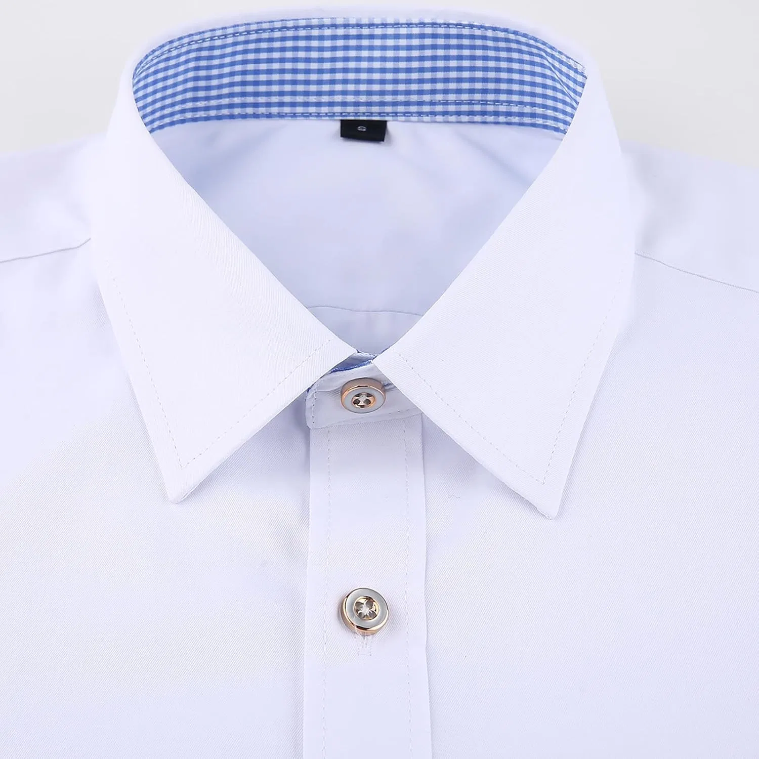 Мужская рубашка удобная дышащая повседневная сорочка Slim Fit с длинным рукавом на пуговицах для ежедневной носки Generic, белый — фото 3