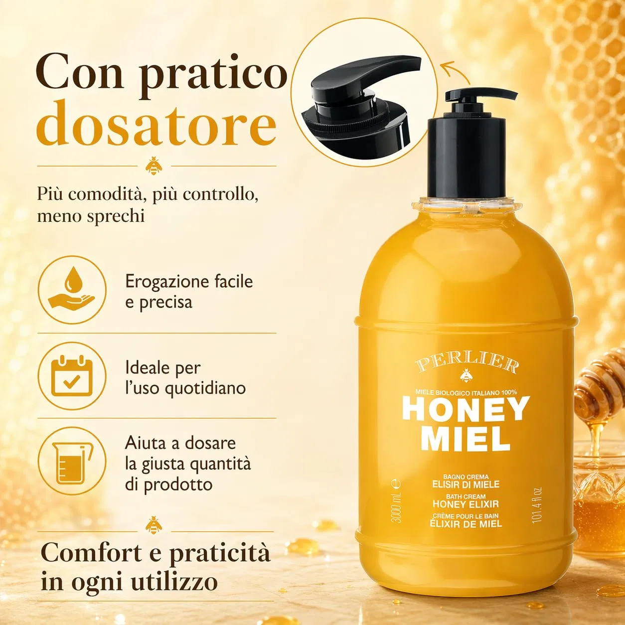 Крем-ванна «Honey Miel» с органическим медом от Perlier, 3000 мл Perlier — фото 3