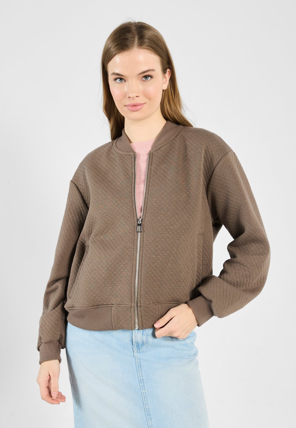 

Куртка-бомбер Zip-up sweatshirt Even&Odd, коричневый