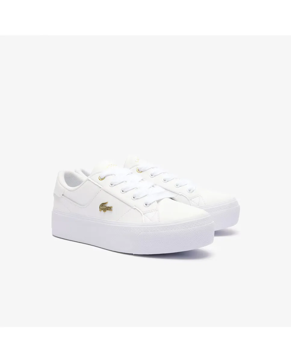 Женские низкие кожаные кроссовки Ziane Platform в форме шлема Lacoste, белый — фото 2