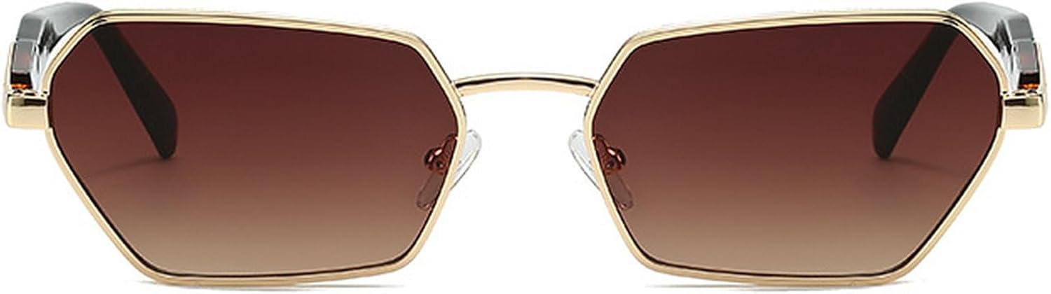 

Модные солнцезащитные очки в металлической оправе квадратной формы для женщин, роскошные солнцезащитные очки «кошачий глаз» с многоугольной формой, защита от ультрафиолета UV400 mincl, Gradient Brown