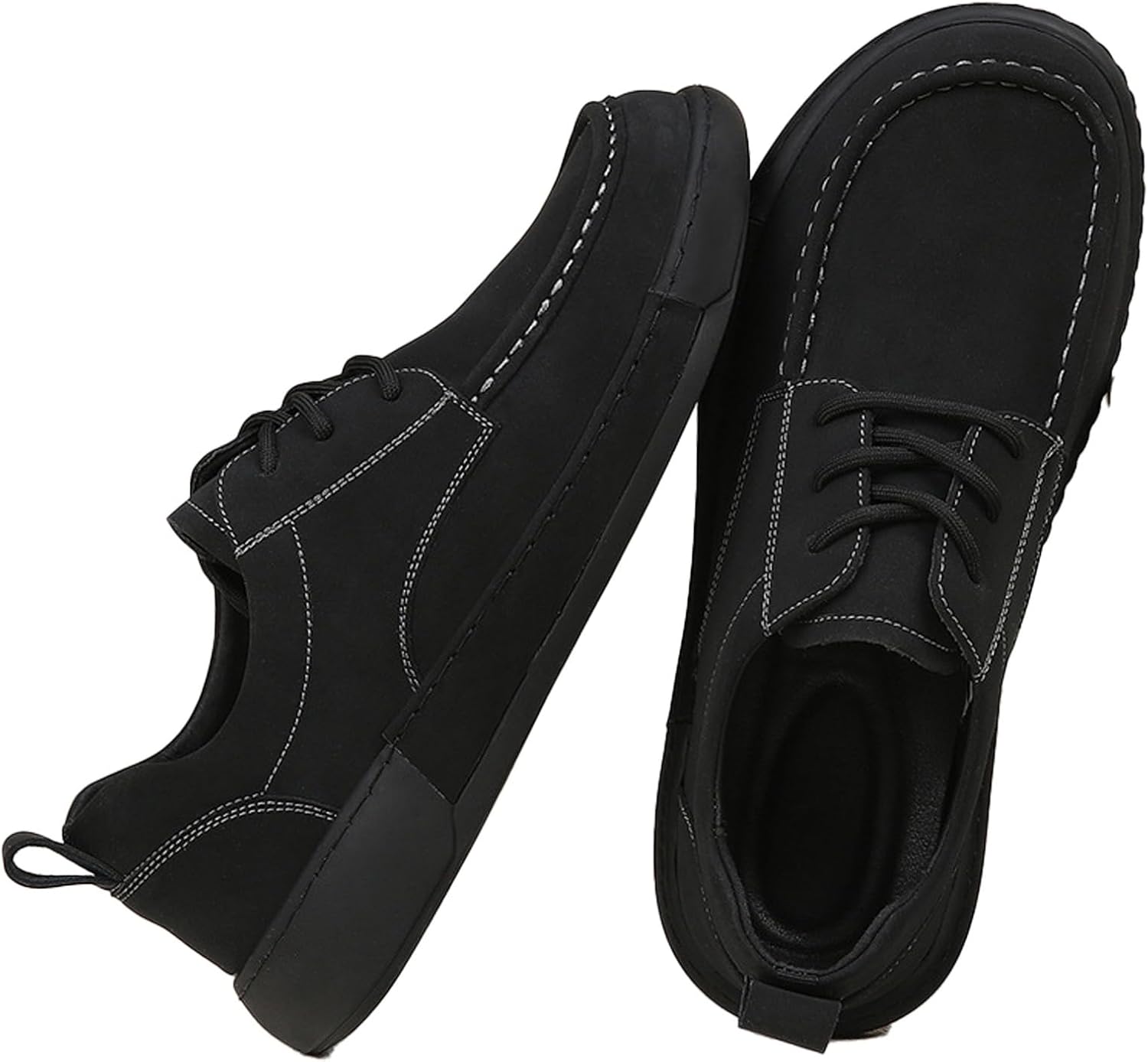 

Мужские ретро туфли-оксфорды из натуральной кожи с ручной строчкой, шнуровкой, повседневные, с плоской подошвой, низкие, с круглым носком, мягкие, нескользящие, легкие кроссовки для вождения, прогулок и активного отдыха на улице Qwuieoin, черный