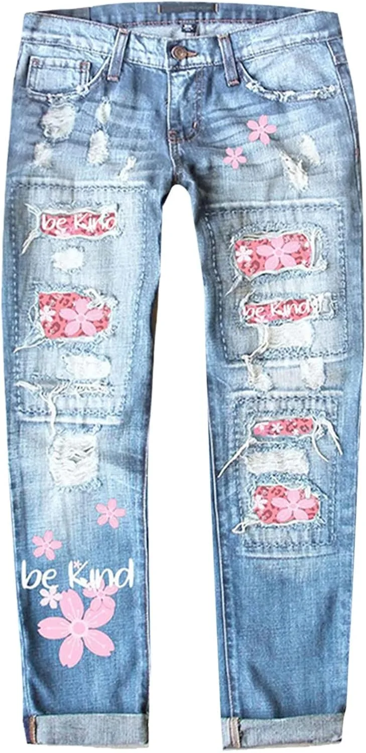 

Рваные бойфренд джинсы для женщин 2025 с пачворком и дырками LCMTWX