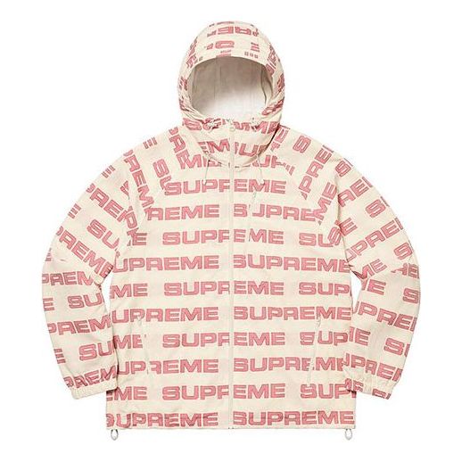 

Куртка Supreme Logo Ripstop Hooded Track Jacket 'White Pink', белый
