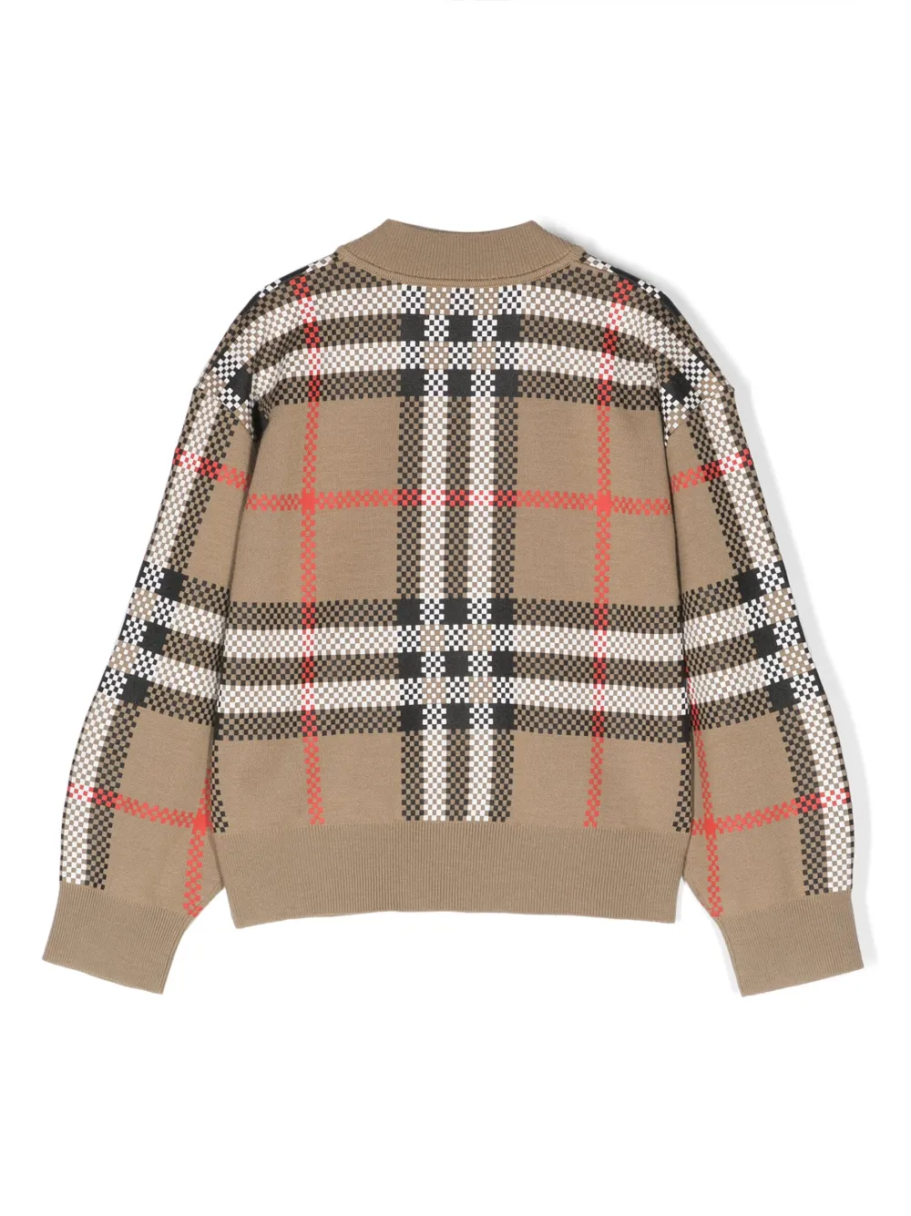 Свитер в клетку Vintage Check с V-образным вырезом BURBERRY KIDS, нейтральный — фото 2