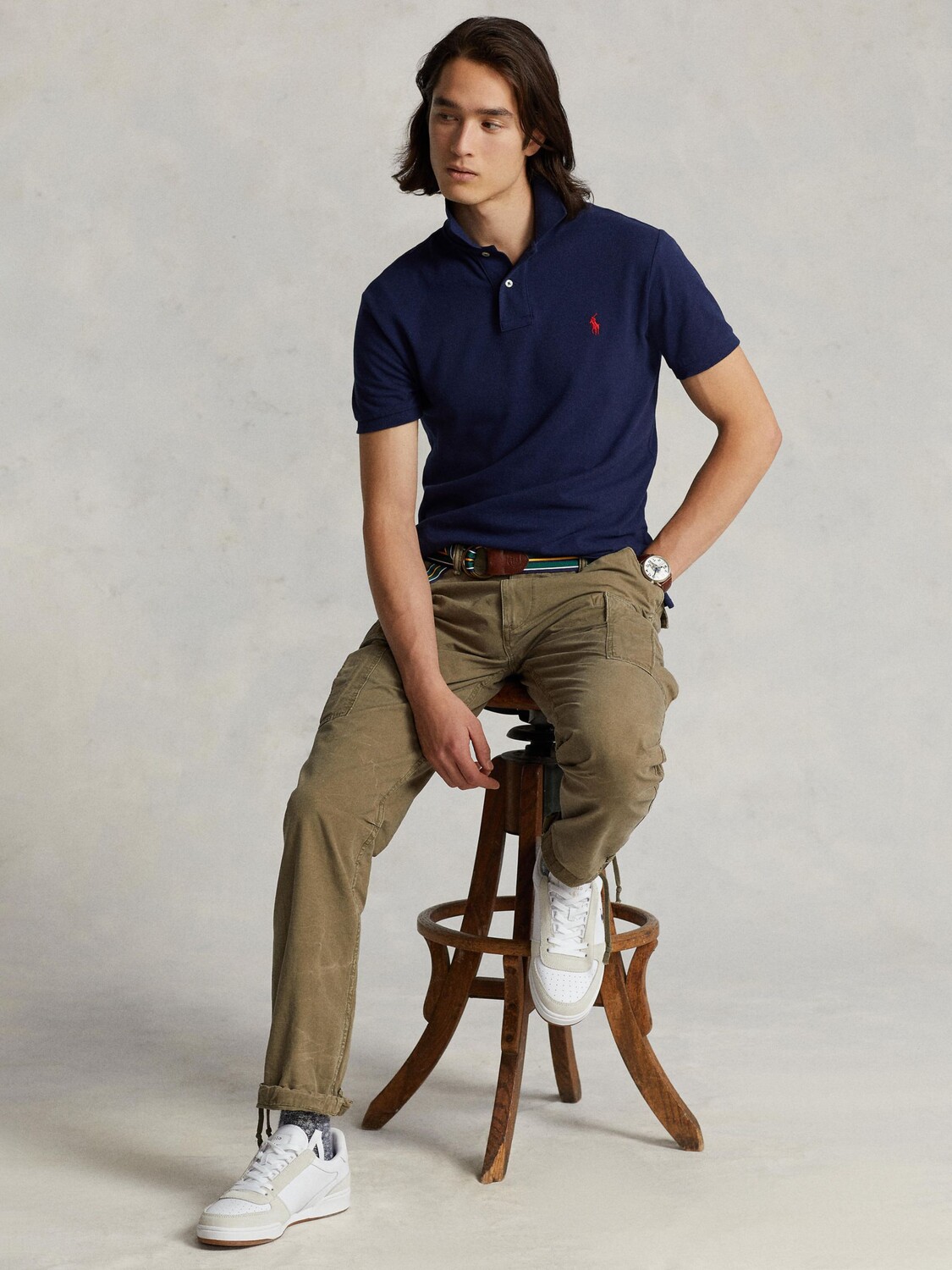 Рубашка-поло приталенного кроя в сетку Polo Ralph Lauren, темно-синий Ньюпорт — фото 4