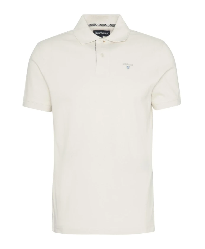 

Повседневная рубашка поло с клетчатыми деталями. Barbour, белый