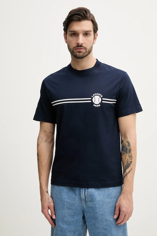 

Хлопковая футболка Lacoste, темно-синий