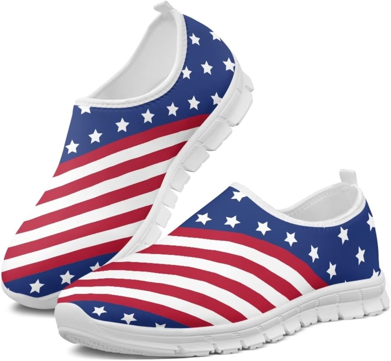 

Мужские слипоны Howilath с принтом флага, повседневные кроссовки для бега, мокасины с противоскользящей подошвой из ЭВА, Patriotic American Flag