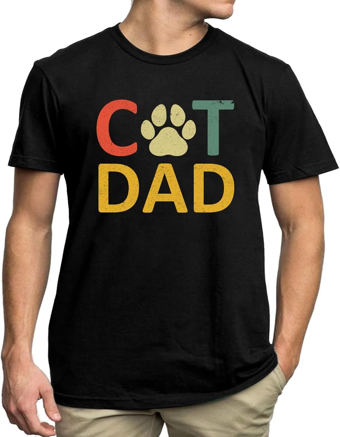 

Футболка для мужчин с принтом кота Tewmeu