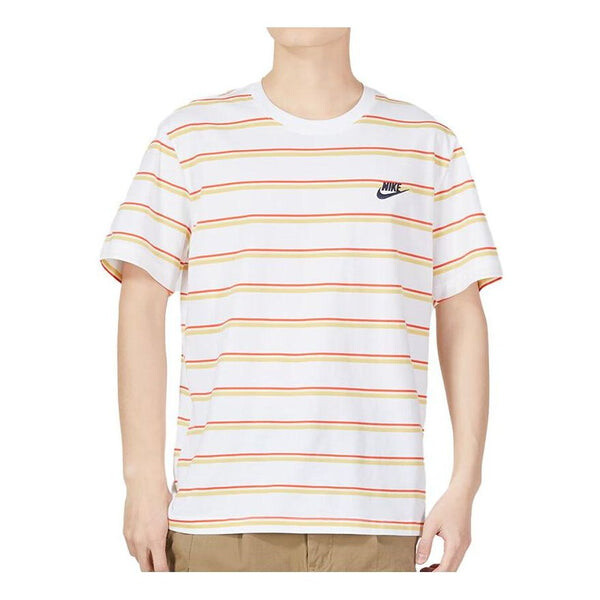 

Футболка Nike Sportswear Striped Short Sleeves 'White', белый