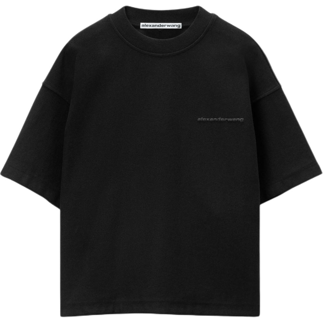 Футболка из хлопка с тисненым логотипом Alexander Wang, черный — фото 3