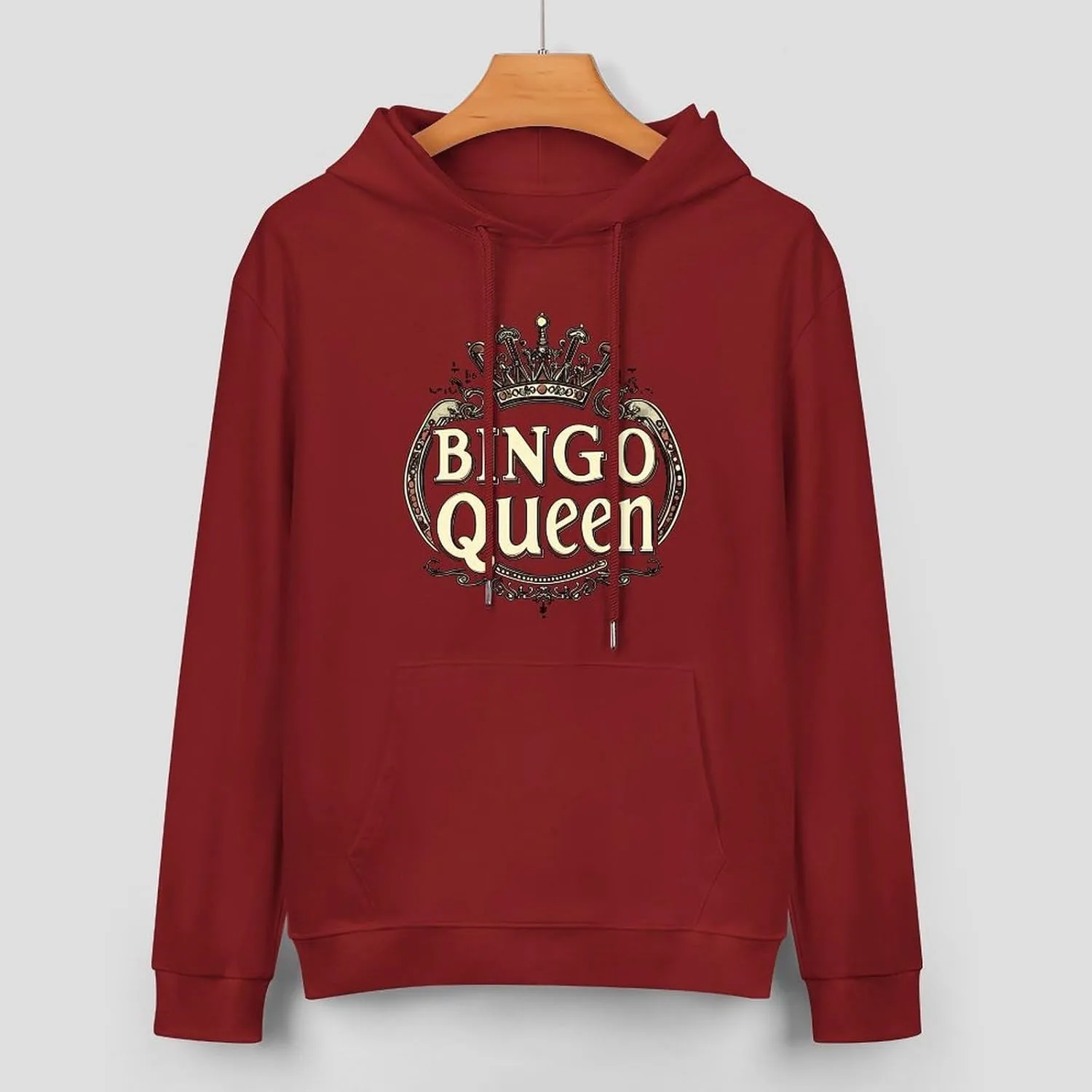 Толстовка Bingo Queen с капюшоном и карманом Generic, темно-багровый — фото 3