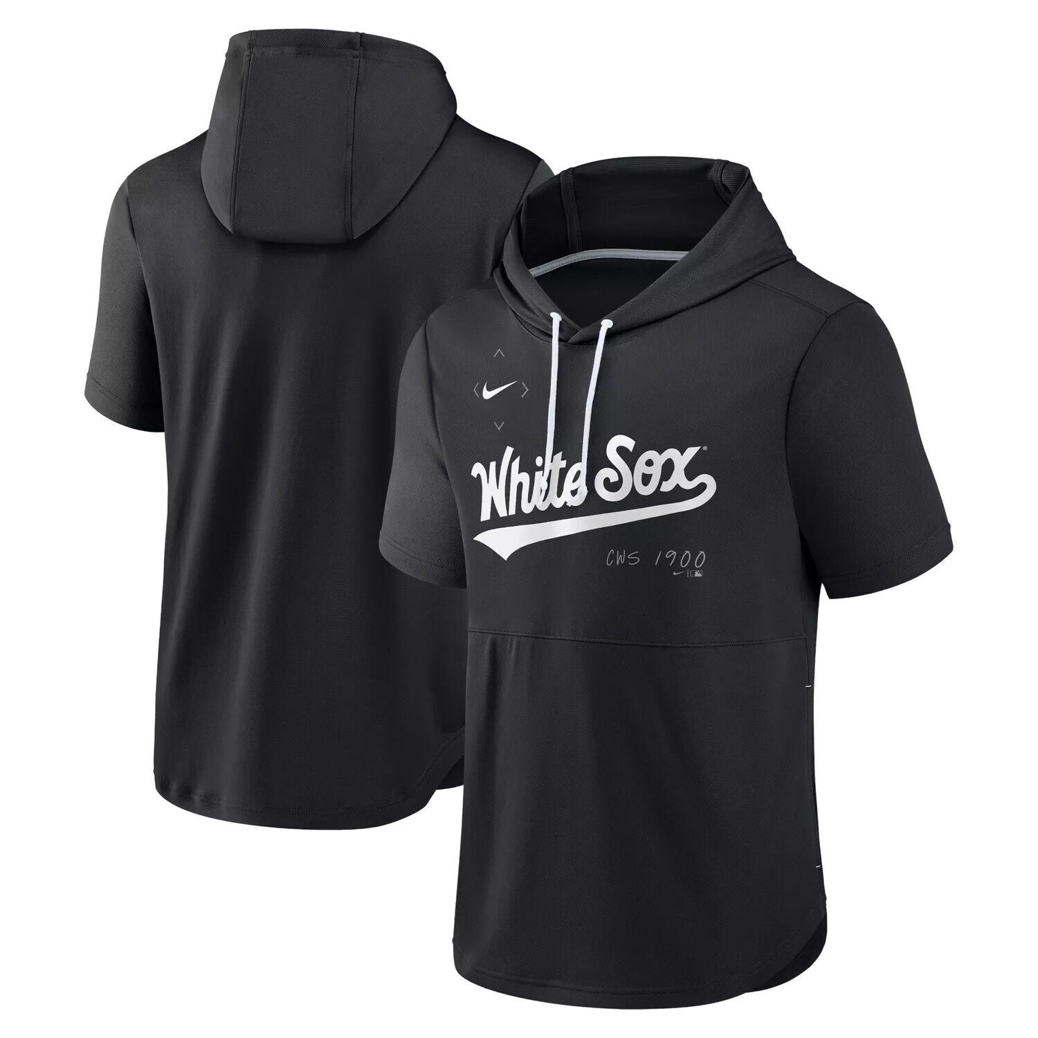 

Мужской черный пуловер с капюшоном Chicago White Sox Springer с короткими рукавами и капюшоном Nike