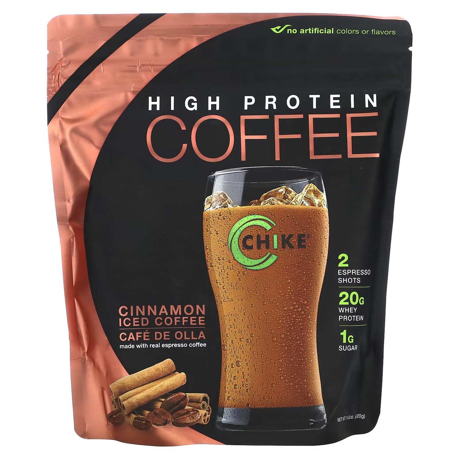 

Холодный кофе с высоким содержанием белка, корица, 14,8 унции (420 г) Chike Nutrition