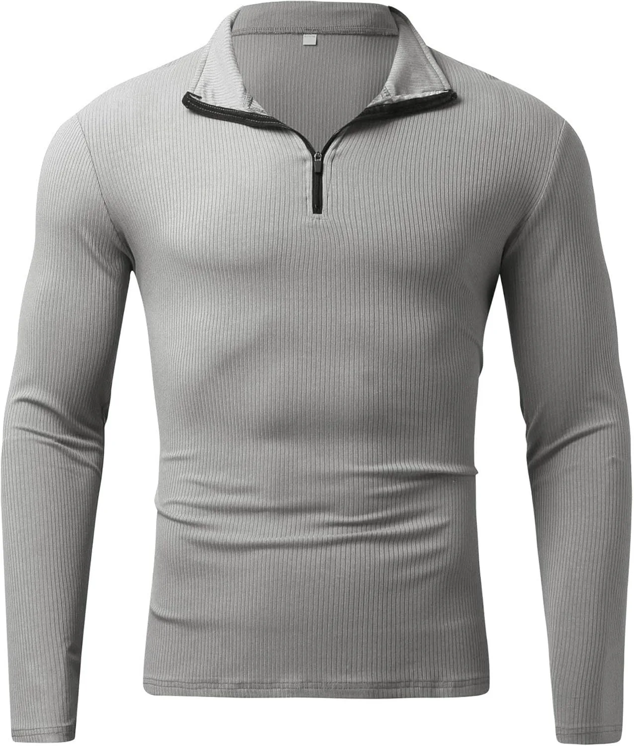 Мужской вязаный поло свитер Slim Fit с молнией — фото 4