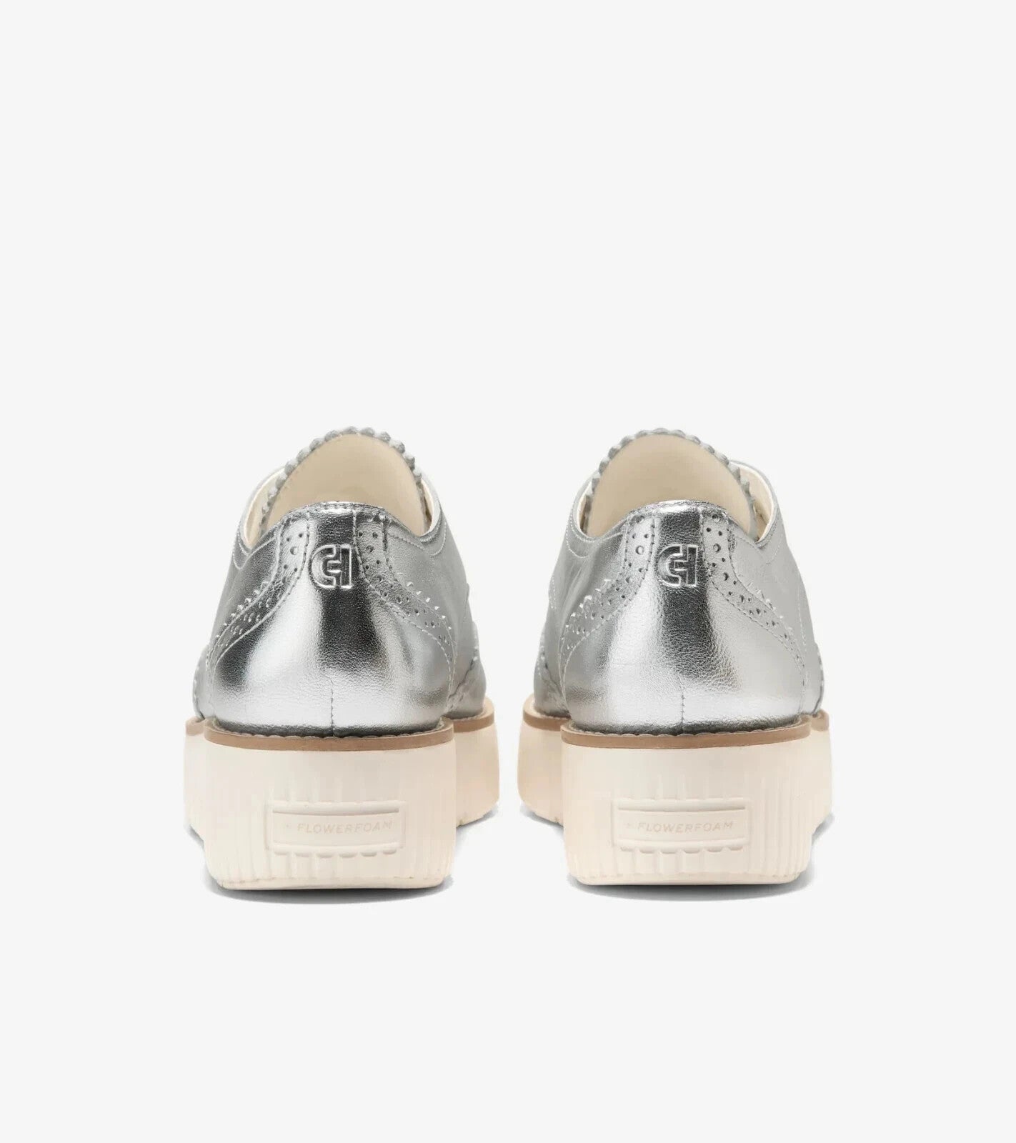 Детские серебристые кожаные туфли Cole Haan Grand City Oxford с крылышками на платформе ZOGG413 Columbia — фото 4