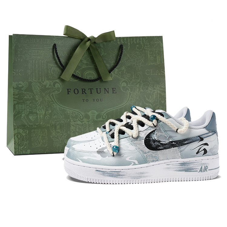 

Nike Кроссовки Air Force 1 для скейтбординга, износостойкие, серо-белые, мужские