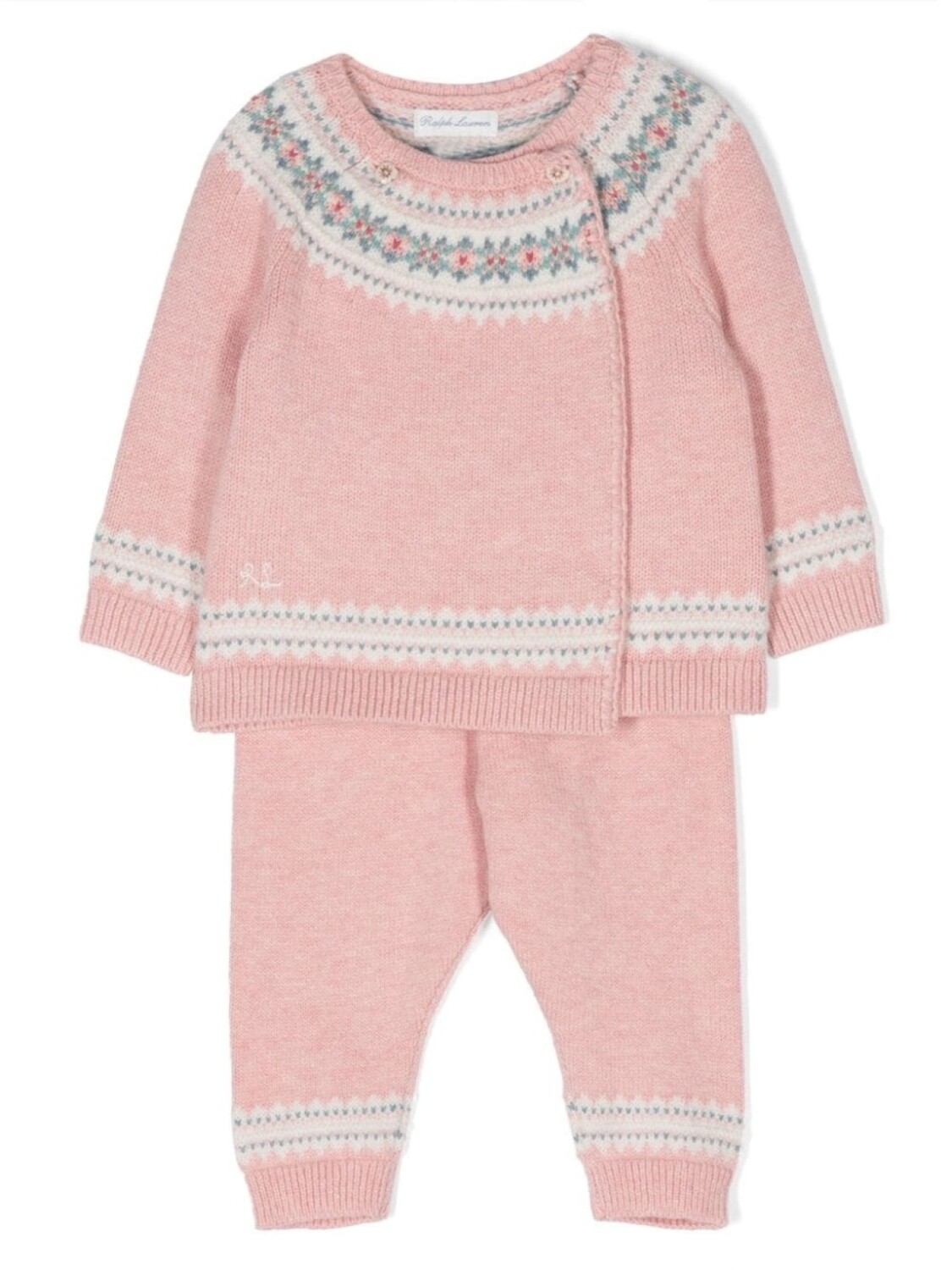 

Ralph Lauren трикотажный костюм с узором фэр-айл, розовый