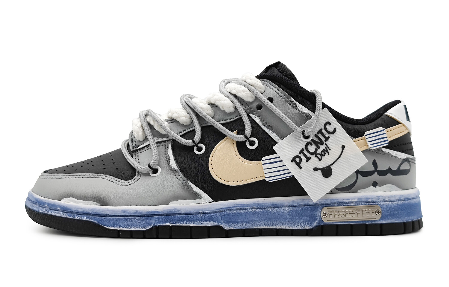 

Кроссовки Nike Dunk Skateboarding Shoes Women's Low-top Gray, желтый/черный/серый