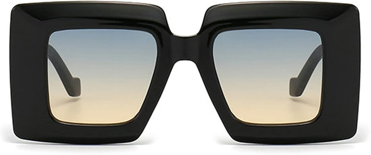 

Willochra Винтажные солнцезащитные очки большого размера в квадратной оправе для женщин, роскошные солнцезащитные очки большого размера с принтом «зебра» для мужчин, с широкими дужками, Black Blue