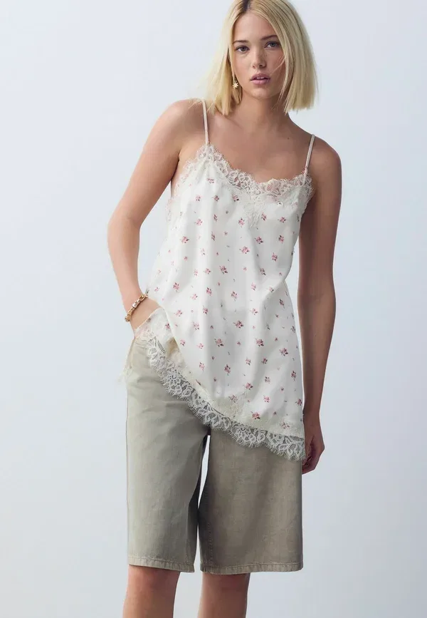 Топ Next, ecru ditsy floral print, кремовый с мелким цветочным принтом
