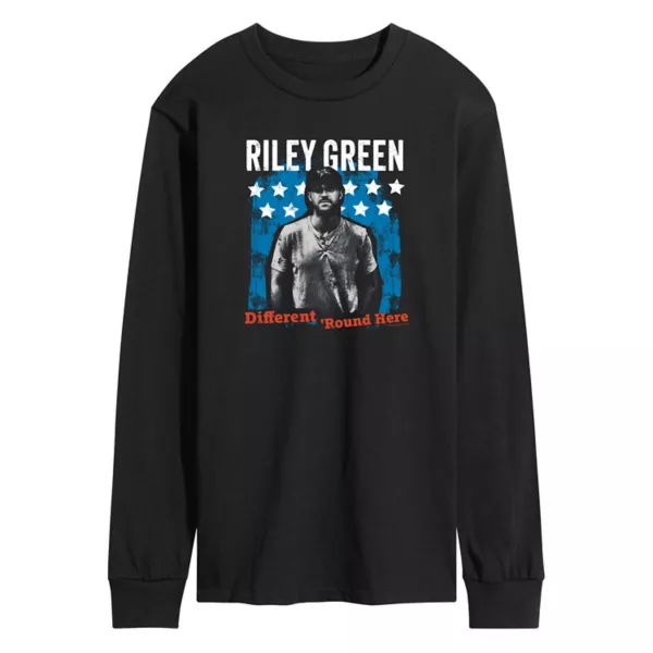 

Мужская футболка Riley Green Different Round Here с длинным рукавом и принтом Licensed Character, черный
