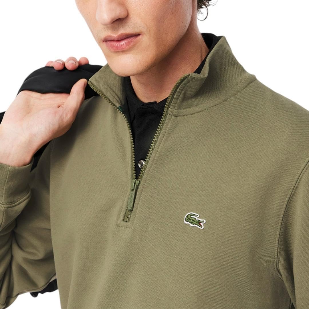 Толстовка Lacoste Men's Core Collection Regular Fit, с молнией и воротником-стойкой, Khaki — фото 2