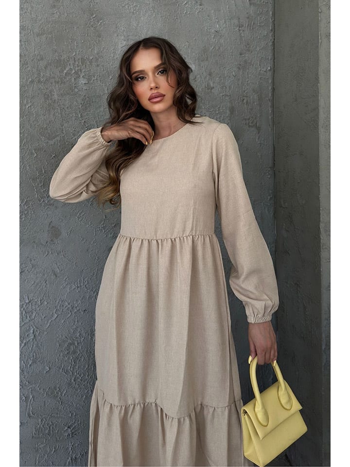 

Trendyol Льняное платье бежевого цвета