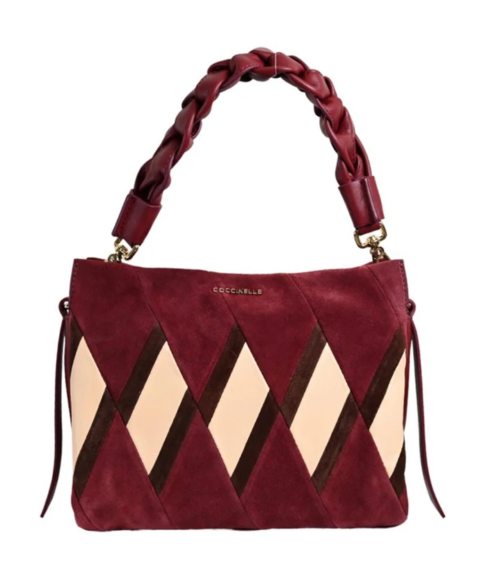 

Геометрическая замшевая сумка с плетеной ручкой Coccinelle, красный