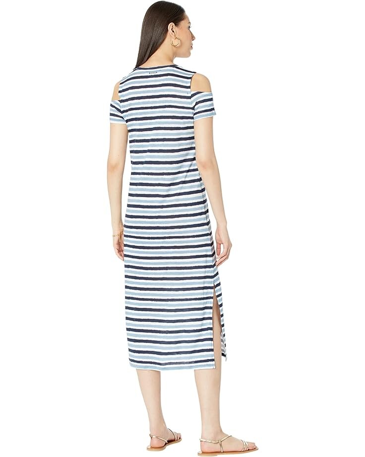 

Платье Michael Kors Ikat Stripe Cold-Shoulder Midi Dress, цвет Chambray