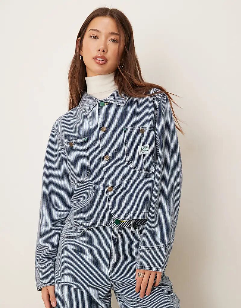 

Укороченная куртка Lee x Crayola в синюю полоску в стиле железной дороги