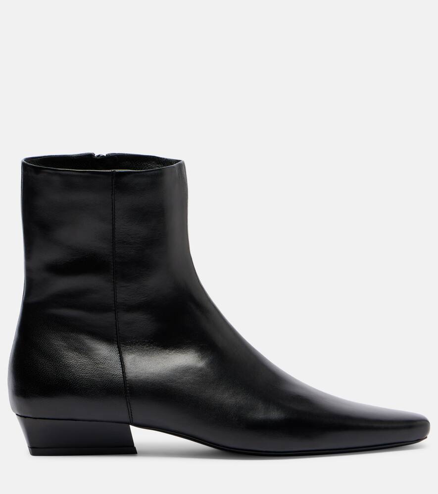 Плоские кожаные ботинки Wally до щиколотки Staud, Black — фото 4