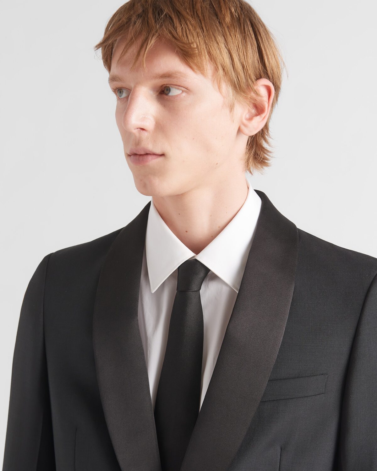 Однобортный смокинг из шерсти и мохера Prada, черный — фото 4