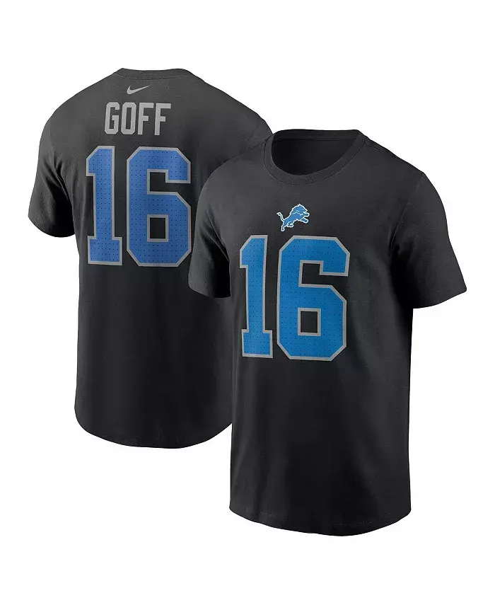 

Мужская футболка Jared Goff Detroit Lions с именем и номером, черная Nike