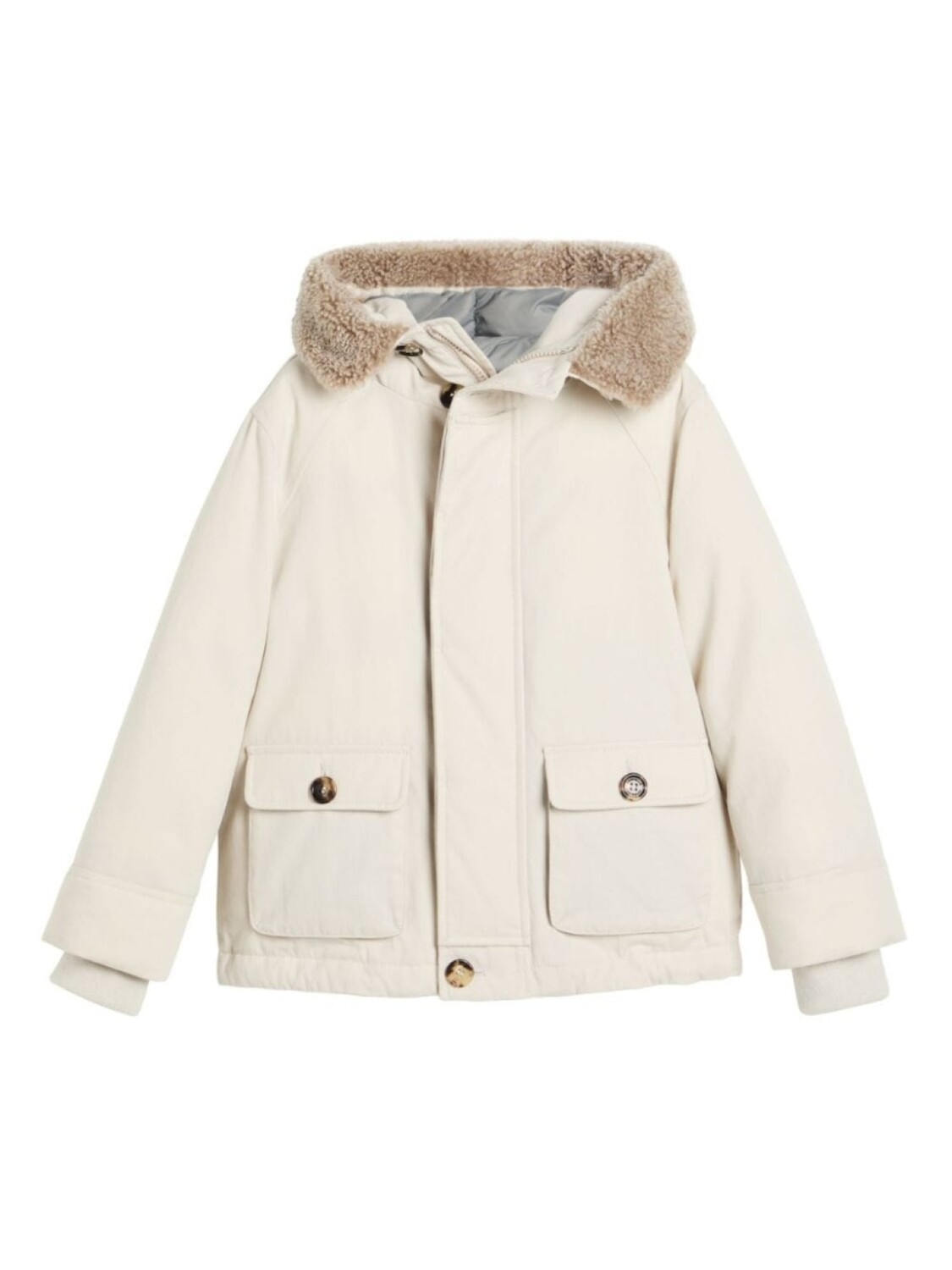 

Пуховик с капюшоном Brunello Cucinelli Kids, нейтральный цвет