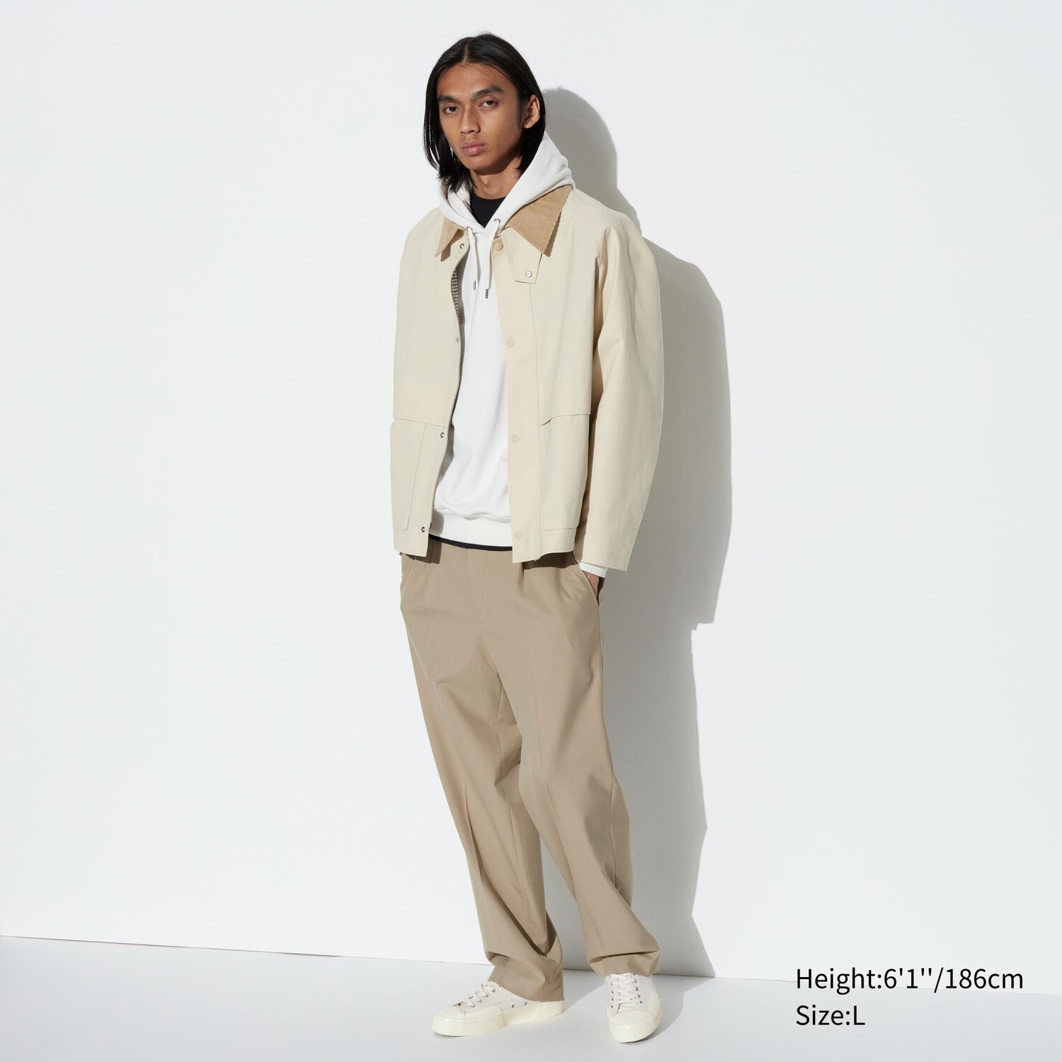 

Брюки UNIQLO со складками, бежевый