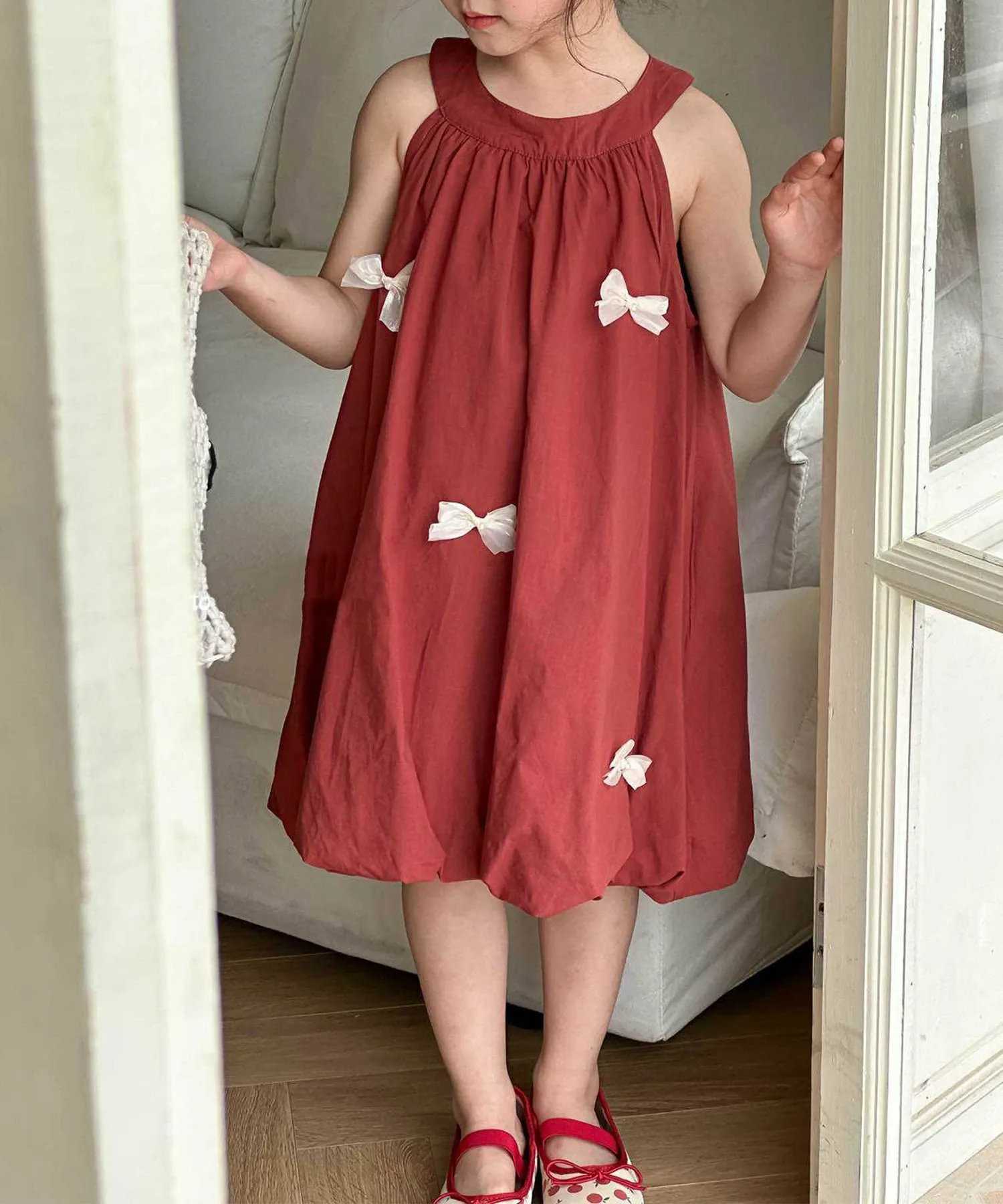 Детское платье-баллон без рукавов с лентой [aimoha-KIDS-] Aimoha Kids, Red — фото 2