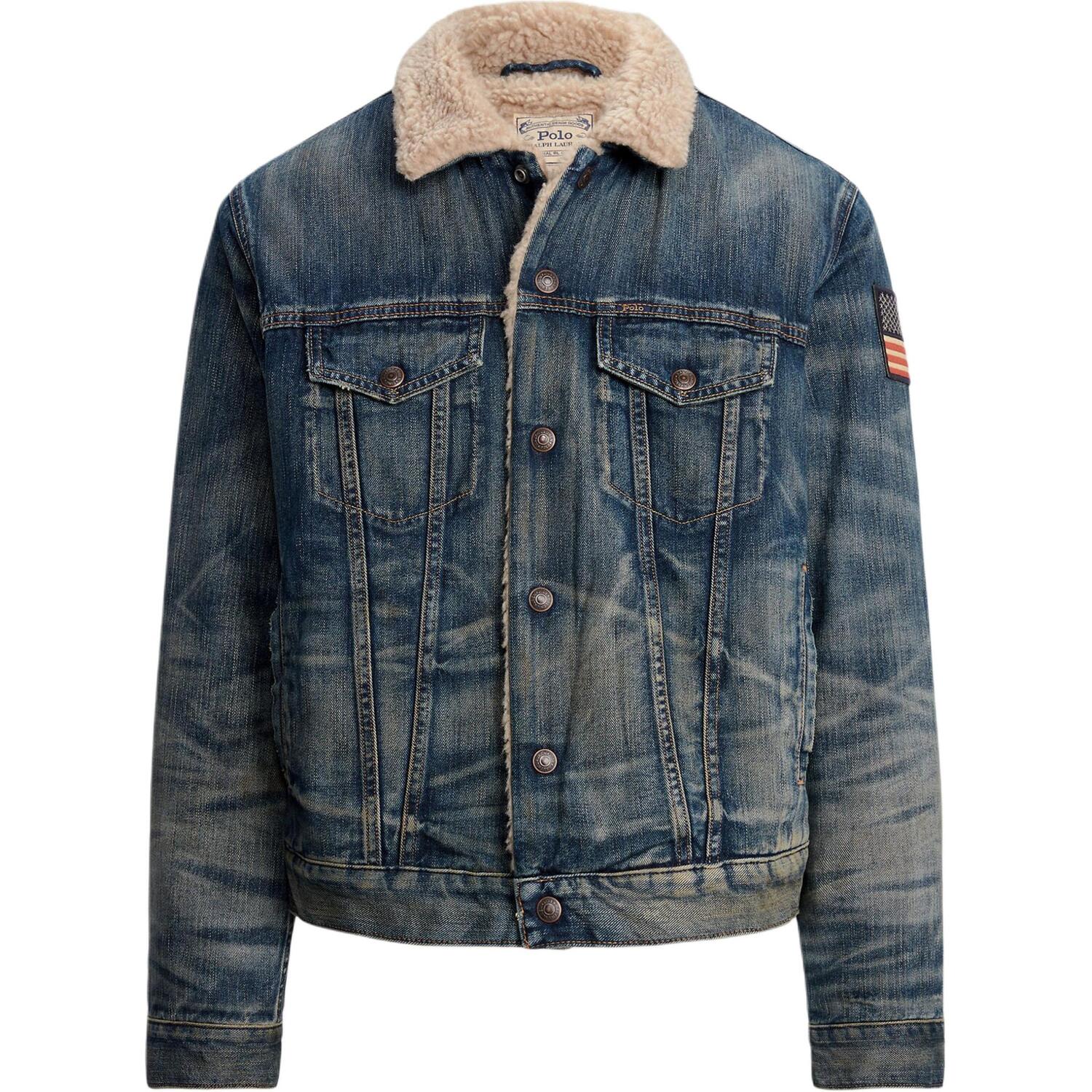 Polo Ralph Lauren Джинсовая куртка в стиле косухи с эффектом выцветания, Blue — фото 3