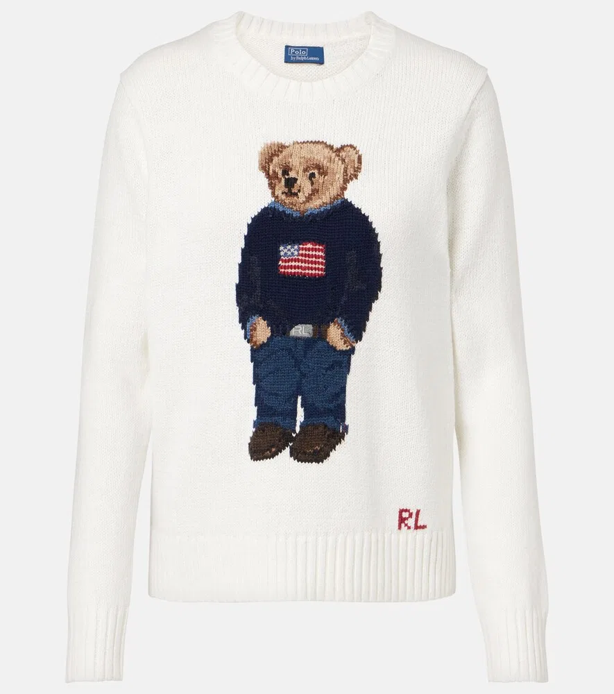 Свитер Polo Bear из льна и хлопка с интарсией Polo Ralph Lauren, синий