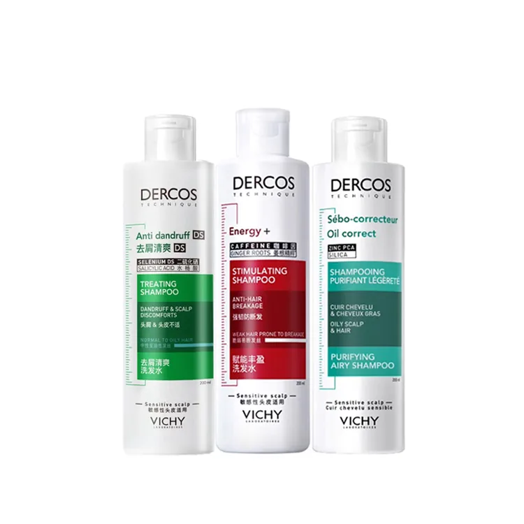 Vichy Шампунь для объема и очищения с мятой 50 мл + 200 мл + 200 мл, Three-Piece Set: Refreshing Green Logo Shampoos 200ml+Refreshing Red Logo Shampoos 200ml+Blue Logo Shampoos 200ml