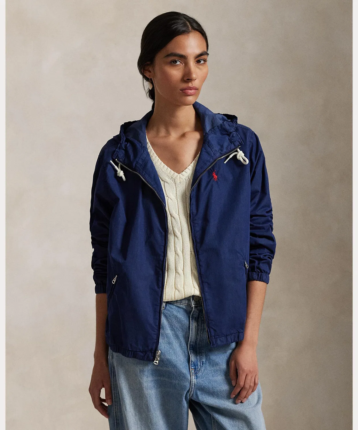 Куртка футер с капюшоном Relaxed Fit Ralph Lauren, тёмно-синяя
