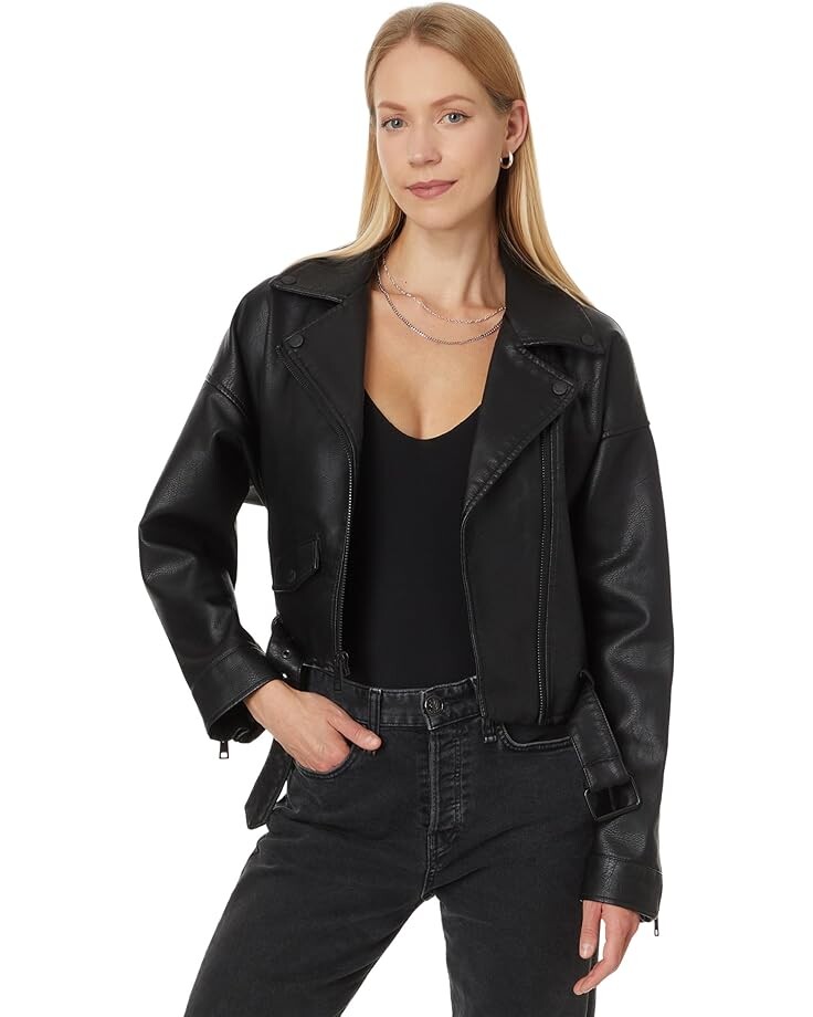 

Куртка Levi's Relaxed Crop Faux Leather Moto Jacket, черный